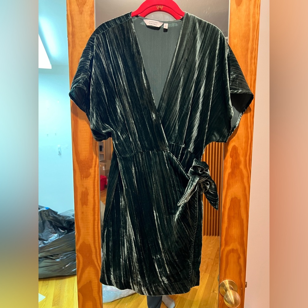 Green velvet wrap dress from & Other Stories